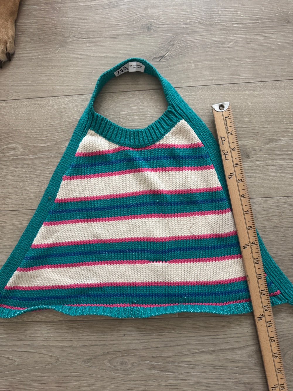 Zara Teal, Cream & Pink Striped Knit Halter Top - Picture 5 of 9